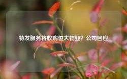 特发服务将收购恒大物业？公司回应